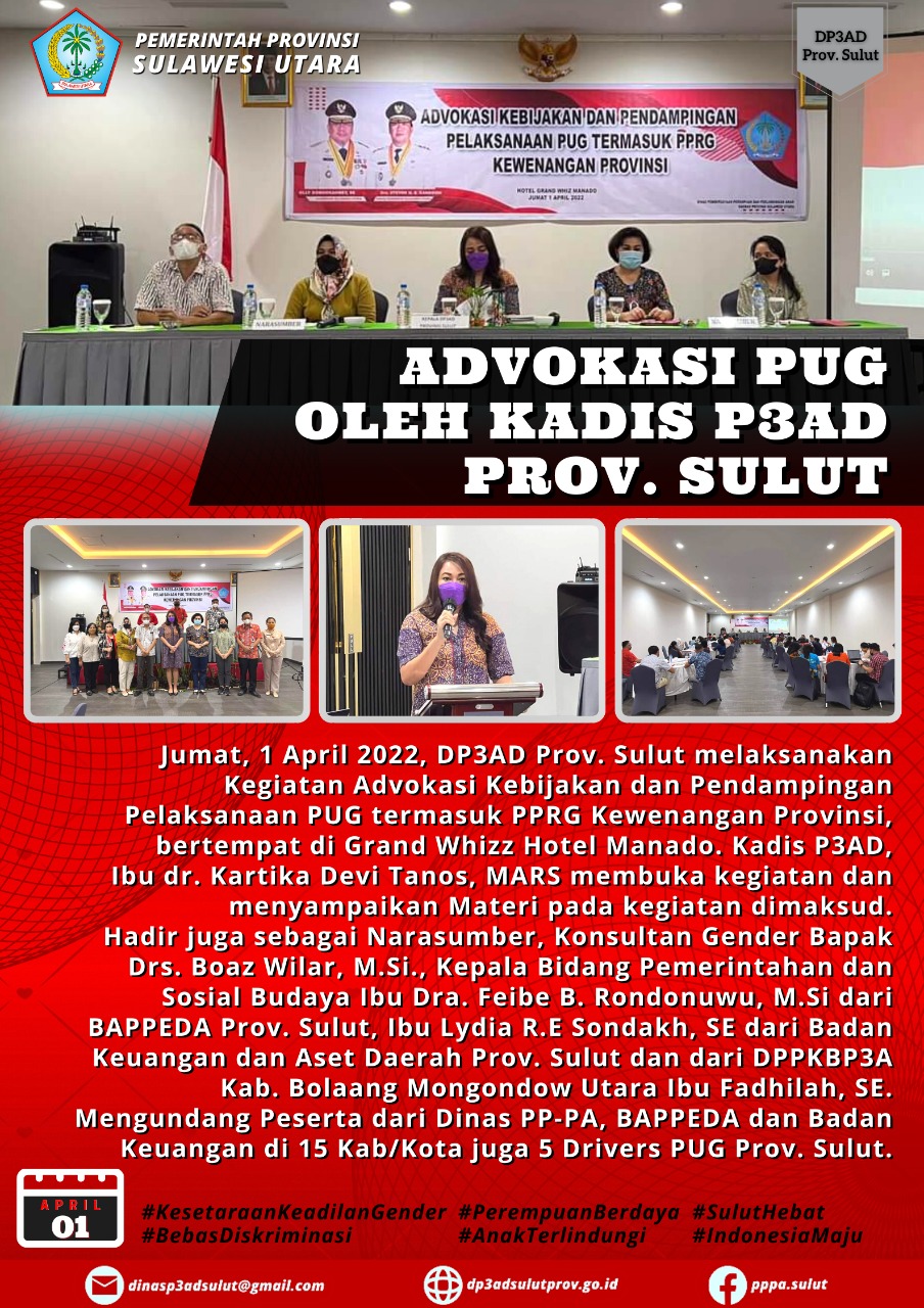 Advokasi PUG oleh Kadis P3AD Prov. Sulut